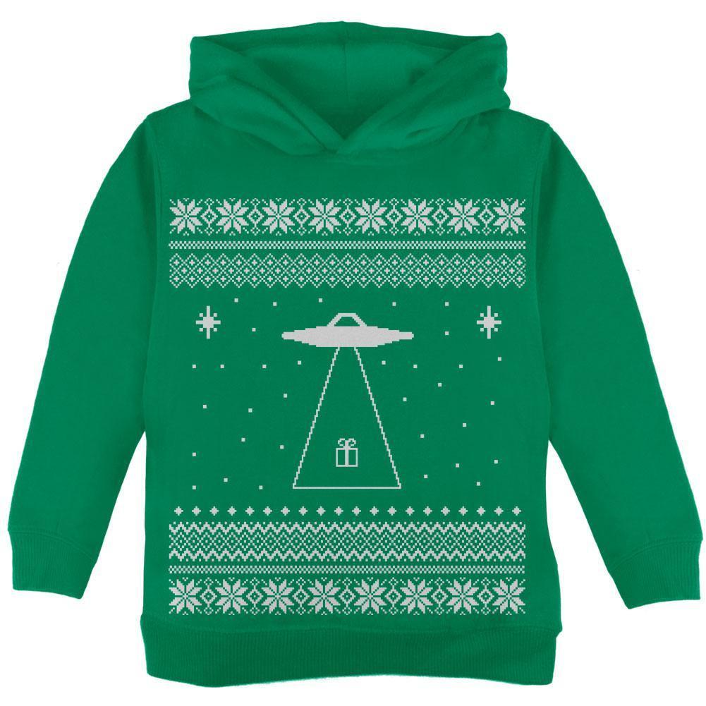 Alien Beam Ugly Christmas Sweater Black Toddler Hoodie