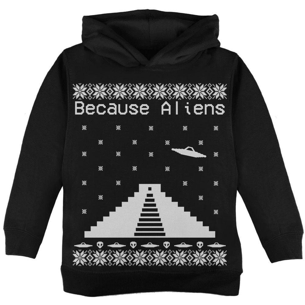 Because Aliens Pyramid Christmas Sweater Black Toddler Hoodie