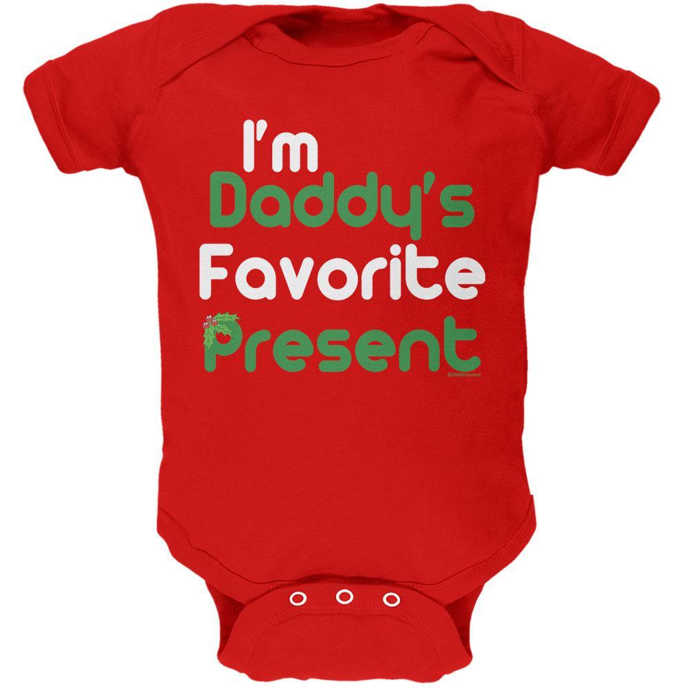 Christmas Daddy's Favorite Present Red Soft Baby One Piece