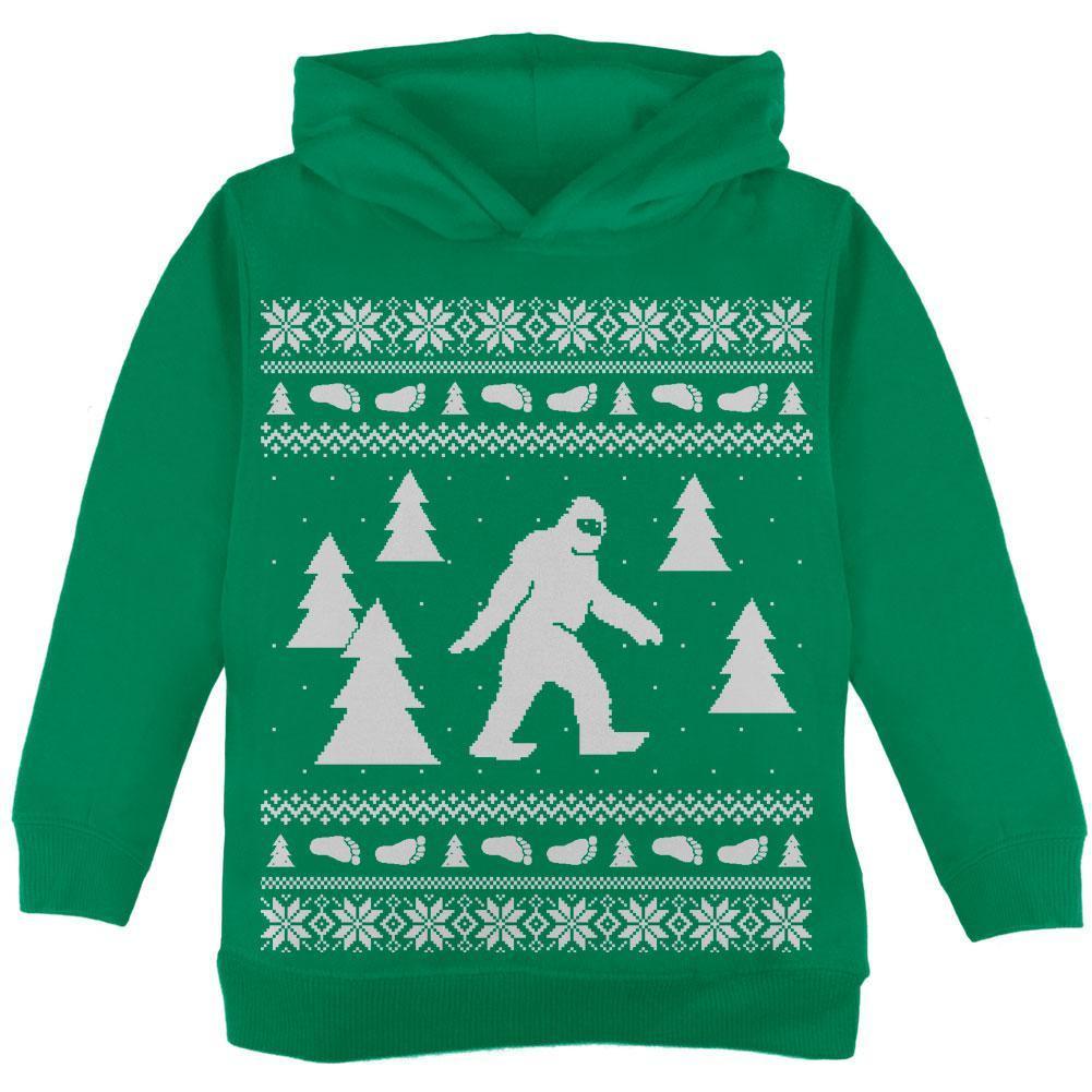 Sasquatch Ugly Christmas Sweater Black Toddler Hoodie