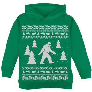 Sasquatch Ugly Christmas Sweater Black Toddler Hoodie