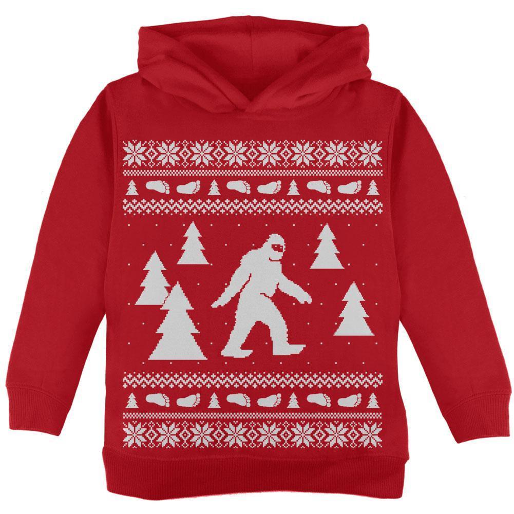 Sasquatch Ugly Christmas Sweater Black Toddler Hoodie