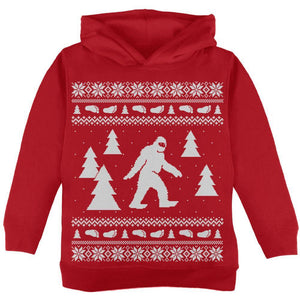 Sasquatch Ugly Christmas Sweater Black Toddler Hoodie
