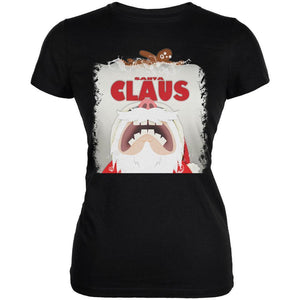 Christmas Santa Jaws Claus Horror Black Juniors Soft T-Shirt