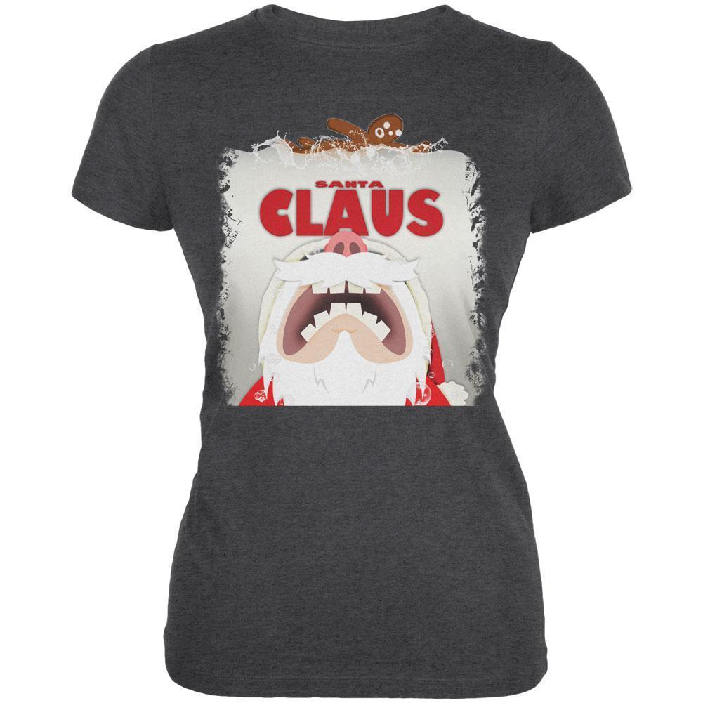 Christmas Santa Jaws Claus Horror Dark Heather Juniors Soft T-Shirt