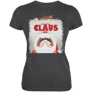 Christmas Santa Jaws Claus Horror Dark Heather Juniors Soft T-Shirt