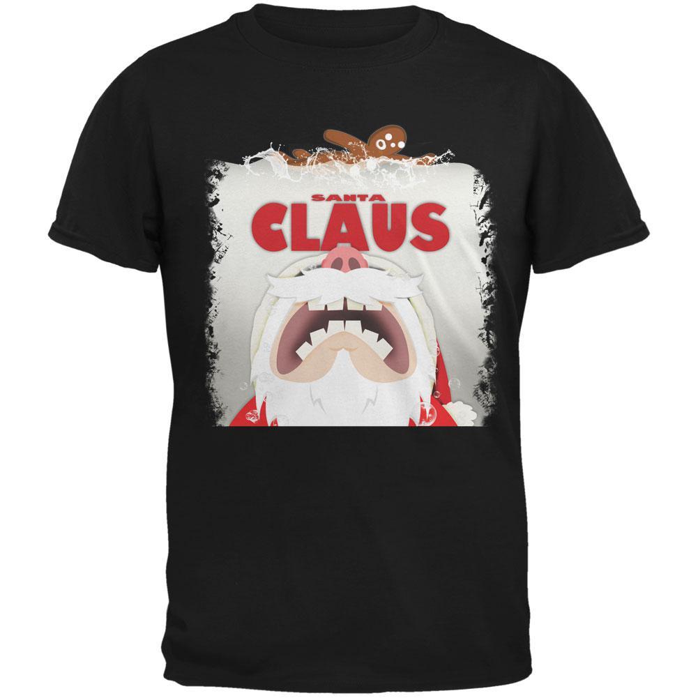 Christmas Santa Jaws Claus Horror Black Adult T-Shirt