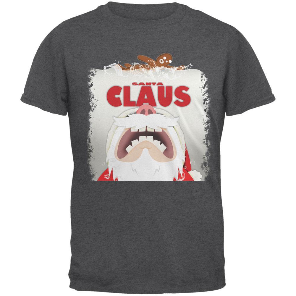 Christmas Santa Jaws Claus Horror Dark Heather Adult T-Shirt