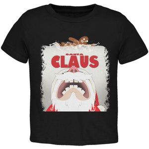 Christmas Santa Jaws Claus Horror Black Toddler T-Shirt