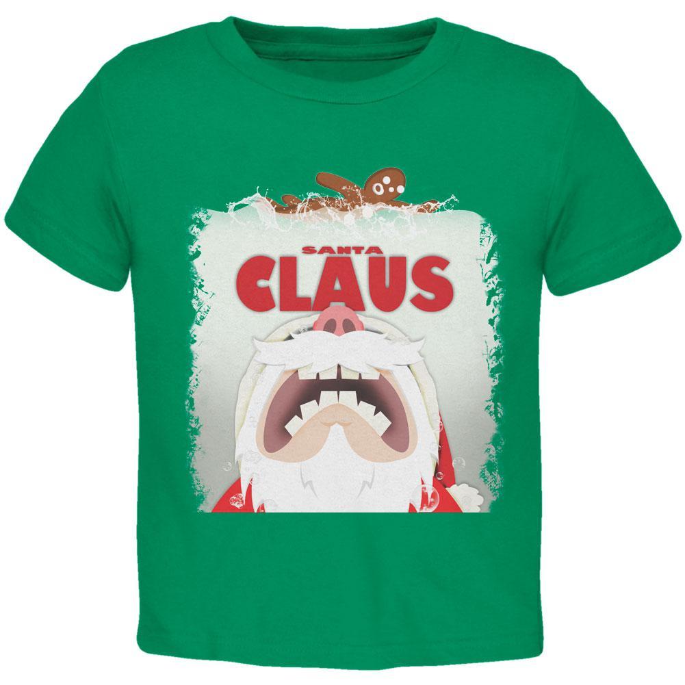 Christmas Santa Jaws Claus Horror Kelly Green Toddler T-Shirt