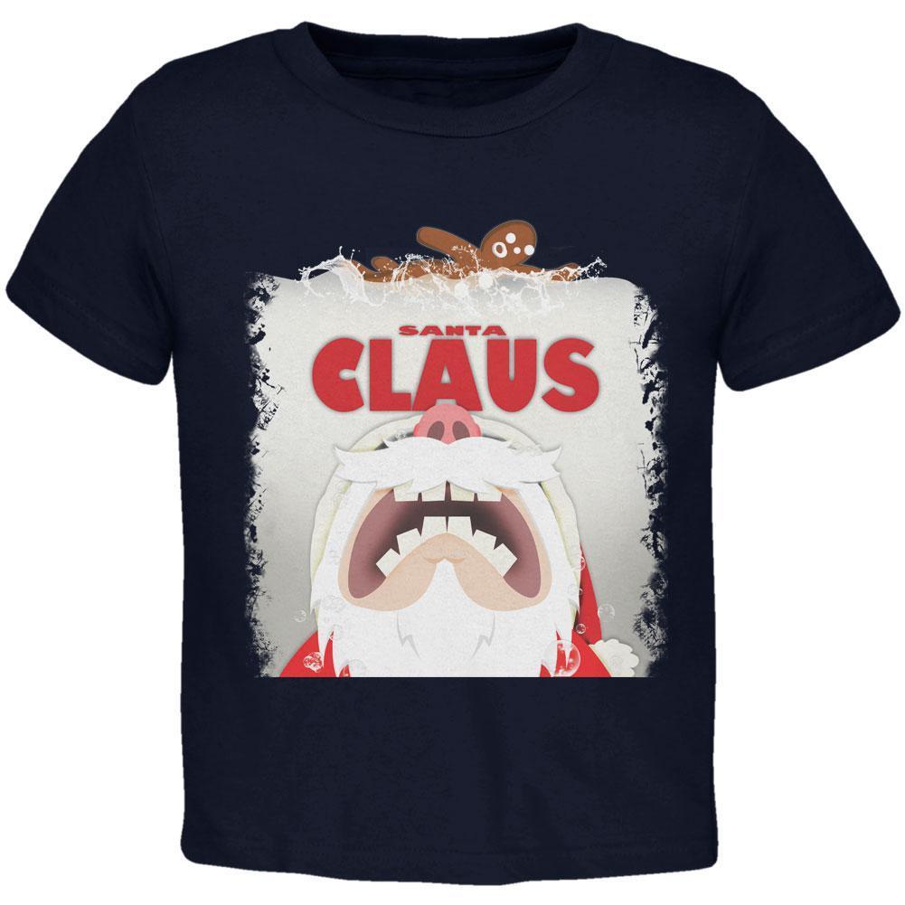 Christmas Santa Jaws Claus Horror Navy Toddler T-Shirt