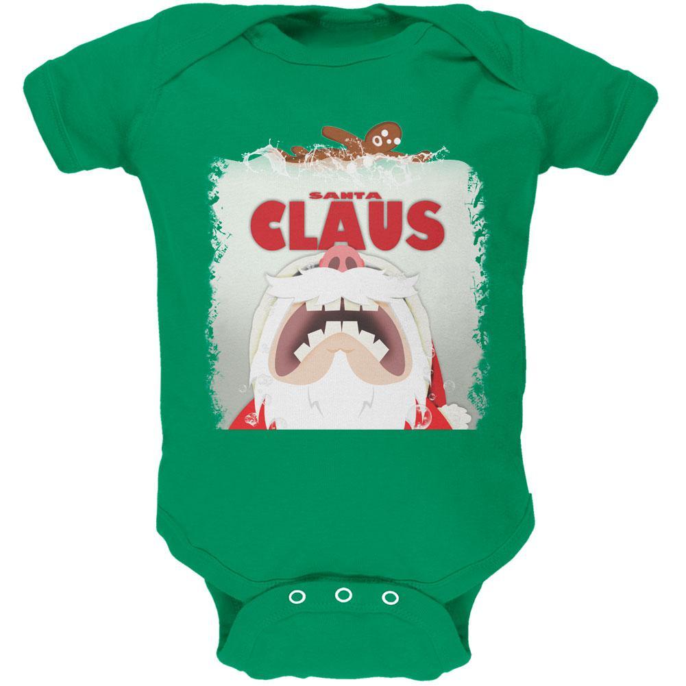 Christmas Santa Jaws Claus Horror Kelly Green Soft Baby One Piece