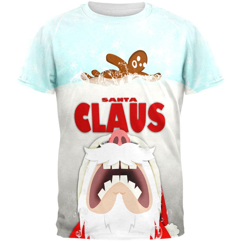 Christmas Santa Jaws Claus Horror All Over Adult T-Shirt