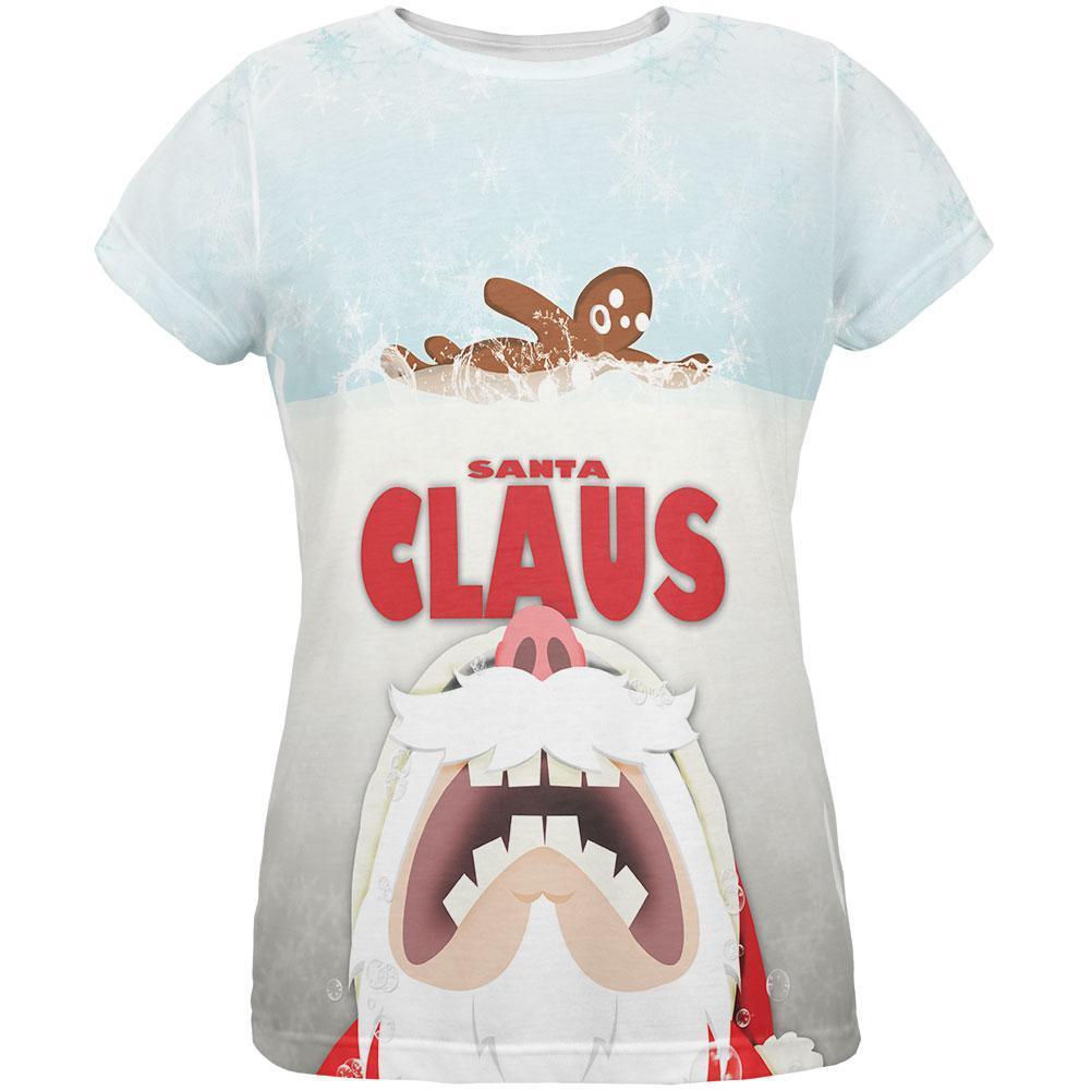 Christmas Santa Jaws Claus Horror All Over Womens T-Shirt