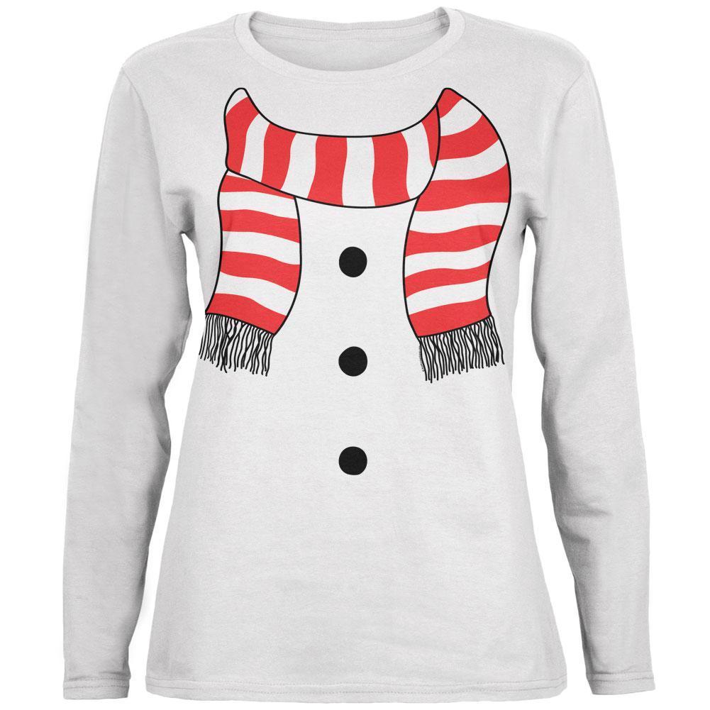 Halloween Snowman Suit Costume White Womens Long Sleeve T-Shirt