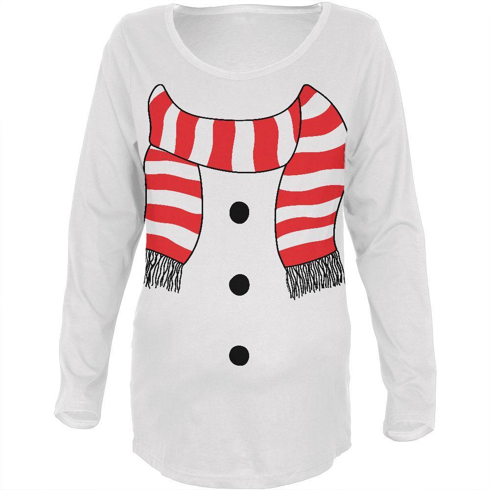 Halloween Snowman Suit Costume White Maternity Soft Long Sleeve T-Shirt