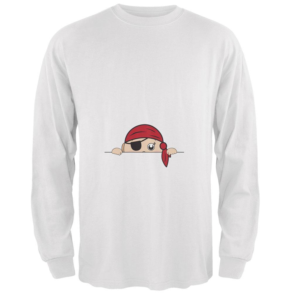Halloween - Peeking Baby Pirate White Adult Long Sleeve T-Shirt