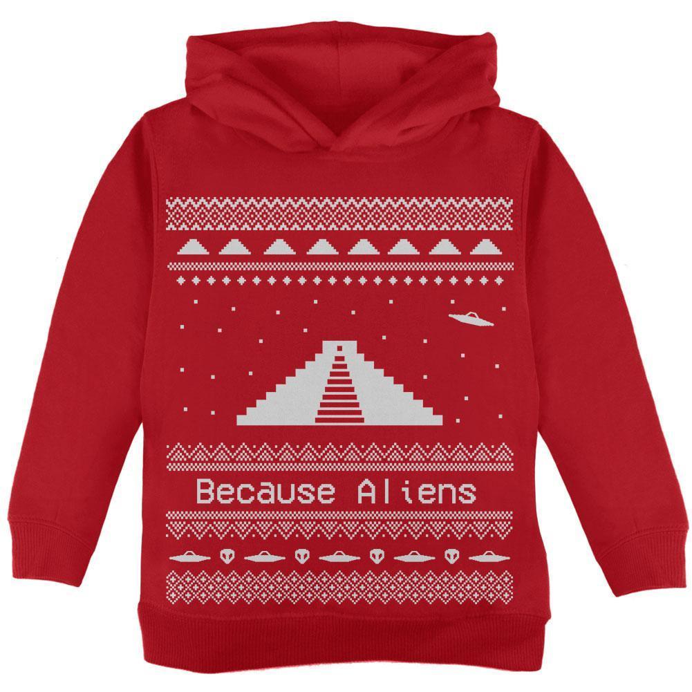 Ancient Aliens Ugly Christmas Sweater Red Toddler Hoodie