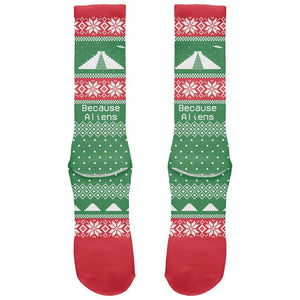 Ancient Aliens Ugly Christmas Sweater Striped All Over Crew Socks