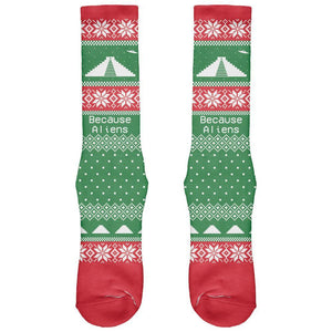 Ancient Aliens Ugly Christmas Sweater Striped All Over Crew Socks