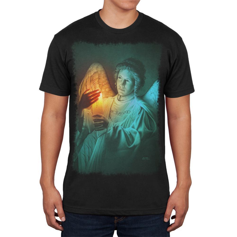 Christmas Angel of Light Black Soft Adult T-Shirt