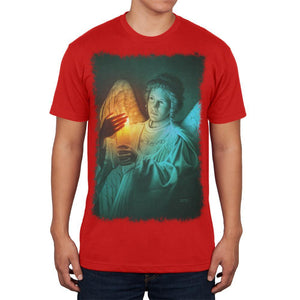 Christmas Angel of Light Red Soft Adult T-Shirt
