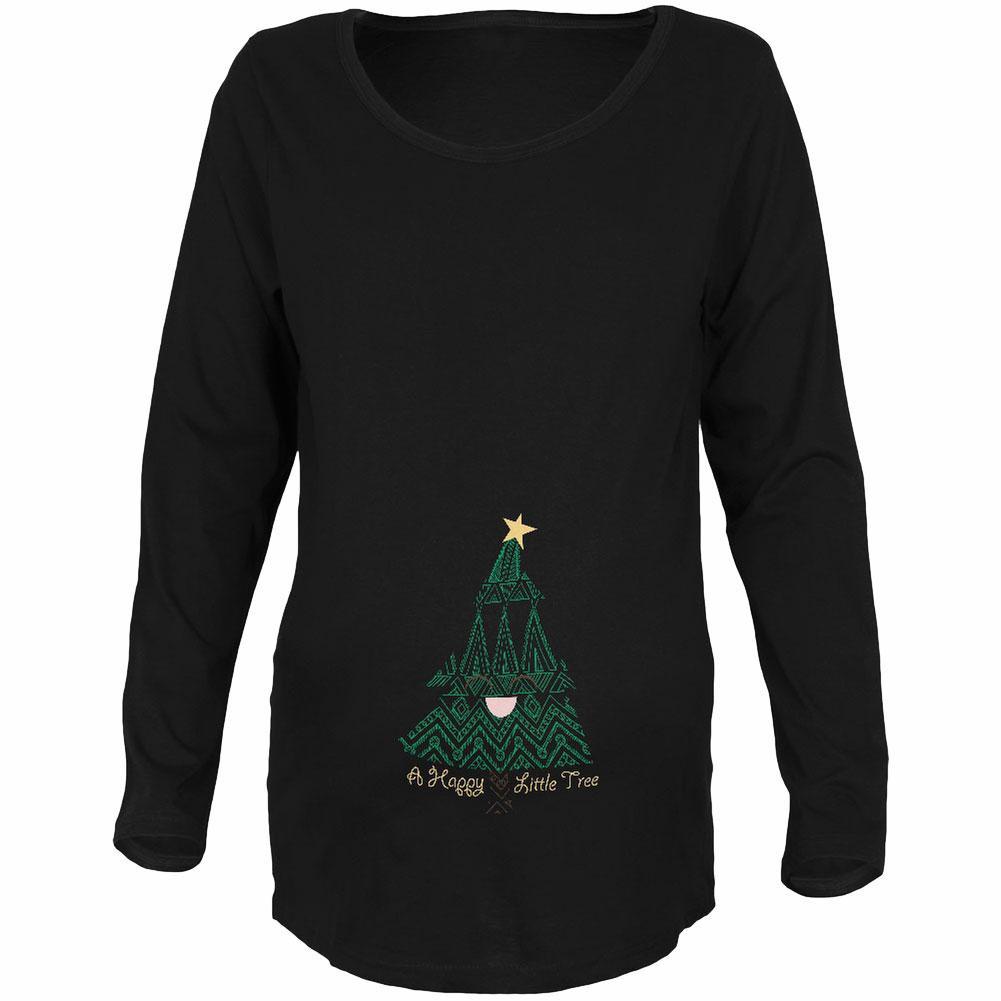 Christmas A Happy Little Tree Black Maternity Soft Long Sleeve T-Shirt