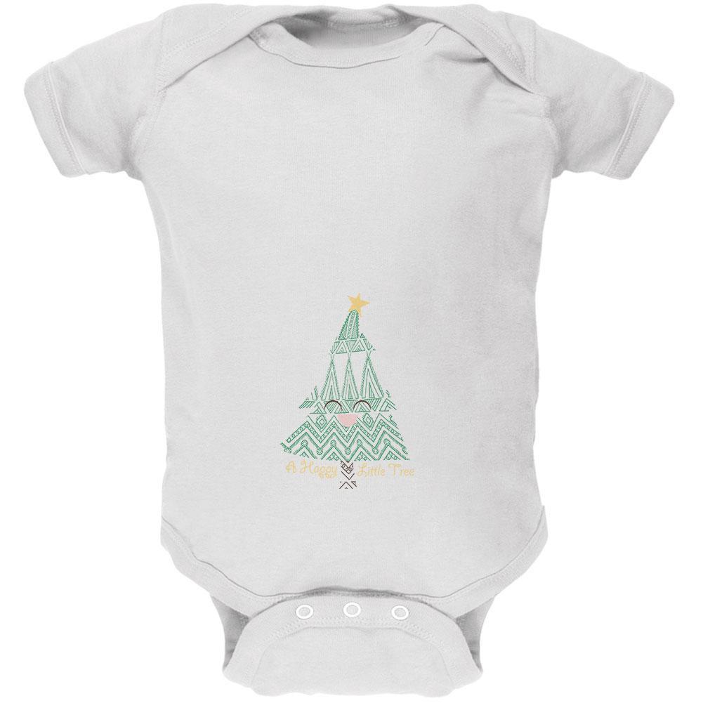 Christmas A Happy Little Tree White Soft Baby One Piece