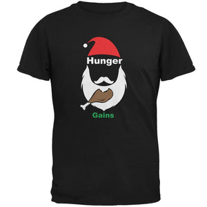 Christmas Hunger Gains Santa Black Adult T-Shirt