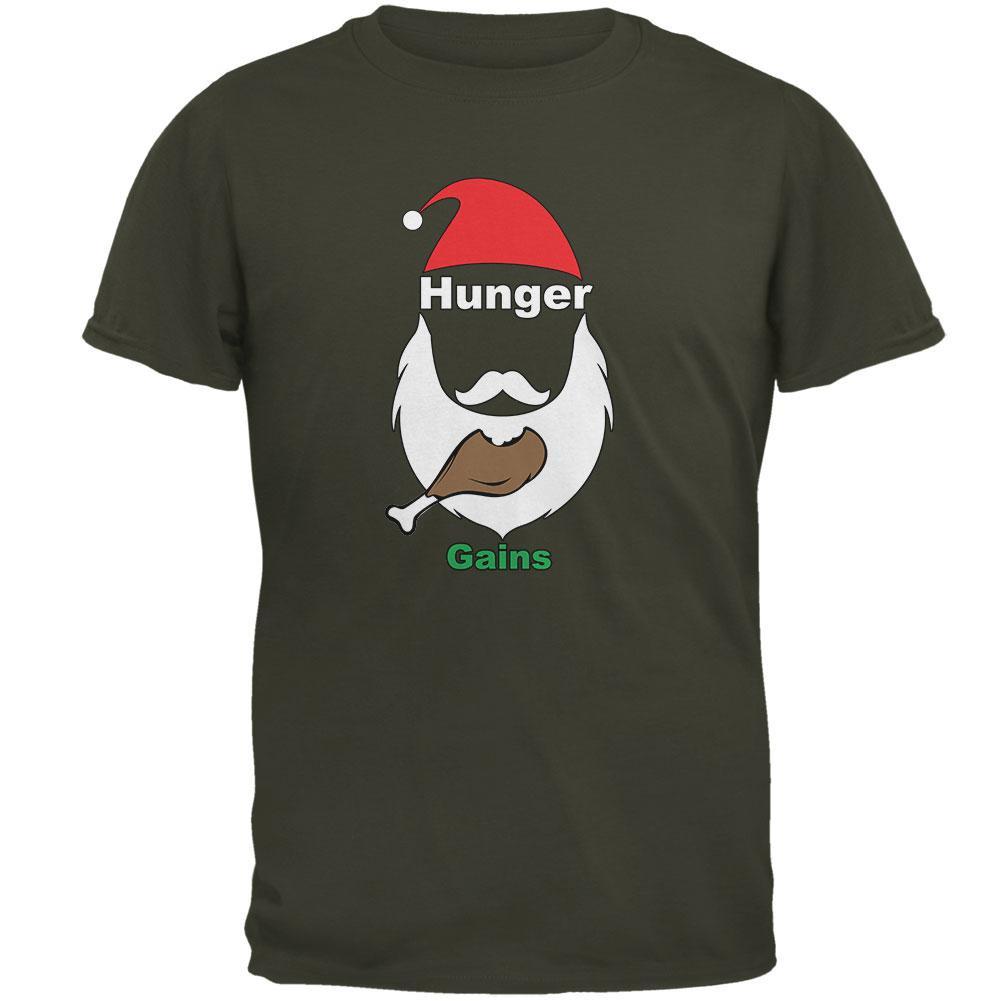 Christmas Hunger Gains Santa Olive Adult T-Shirt