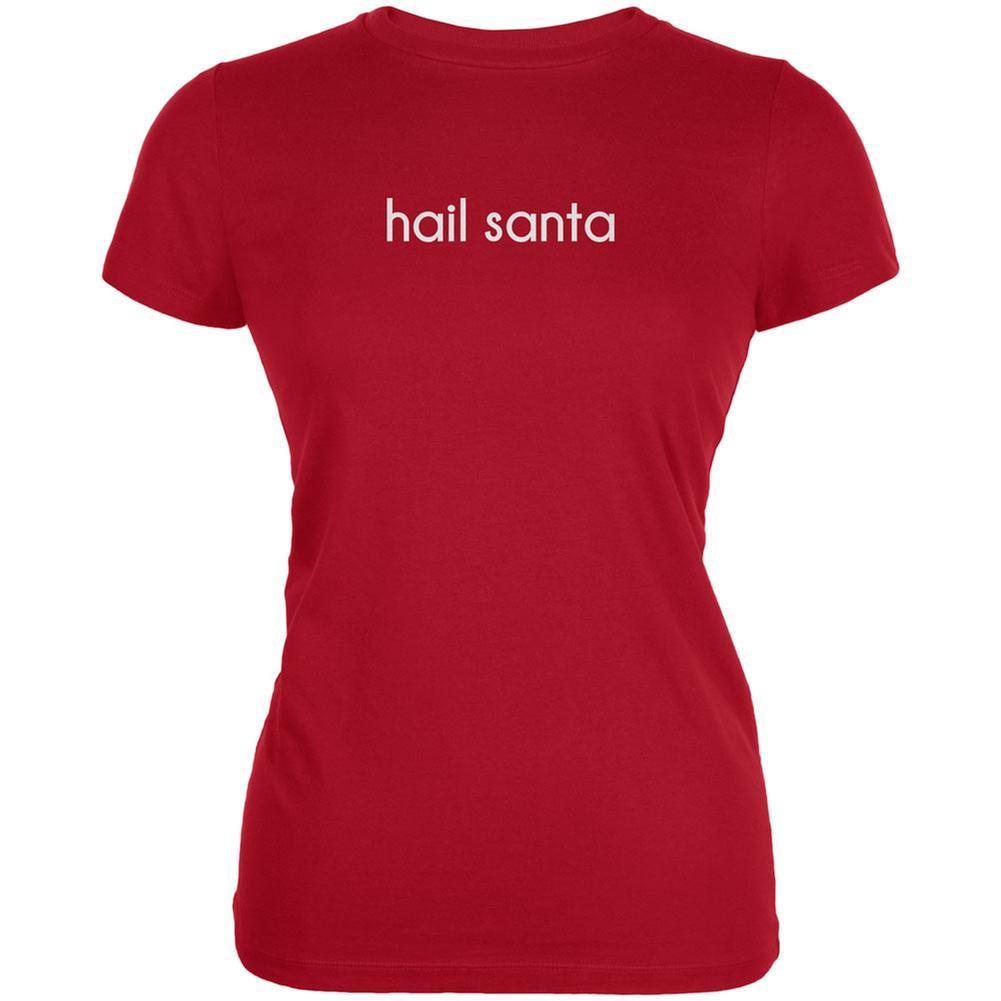 Hail Santa Red Juniors Soft T-Shirt