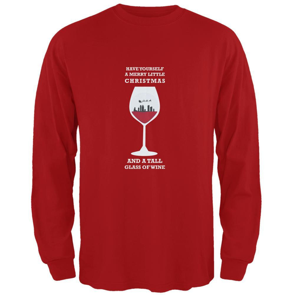 Christmas in a Glass Red Adult Long Sleeve T-Shirt