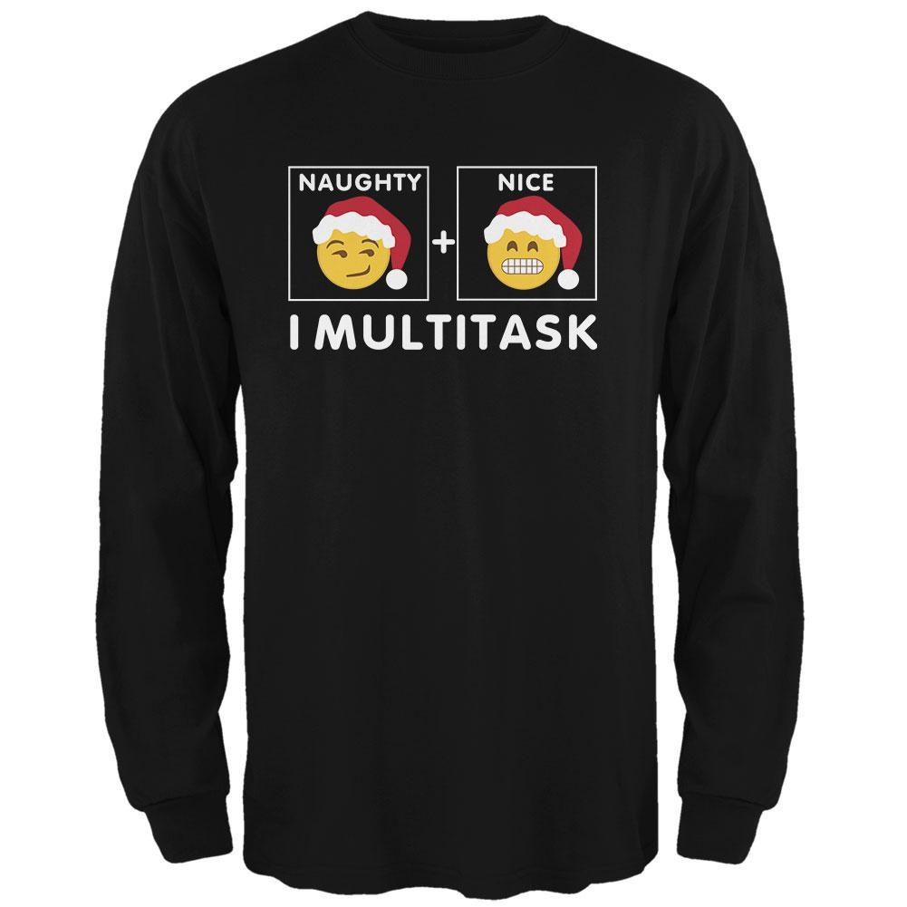 Christmas Naughty and Nice Multitask Black Adult Long Sleeve T-Shirt
