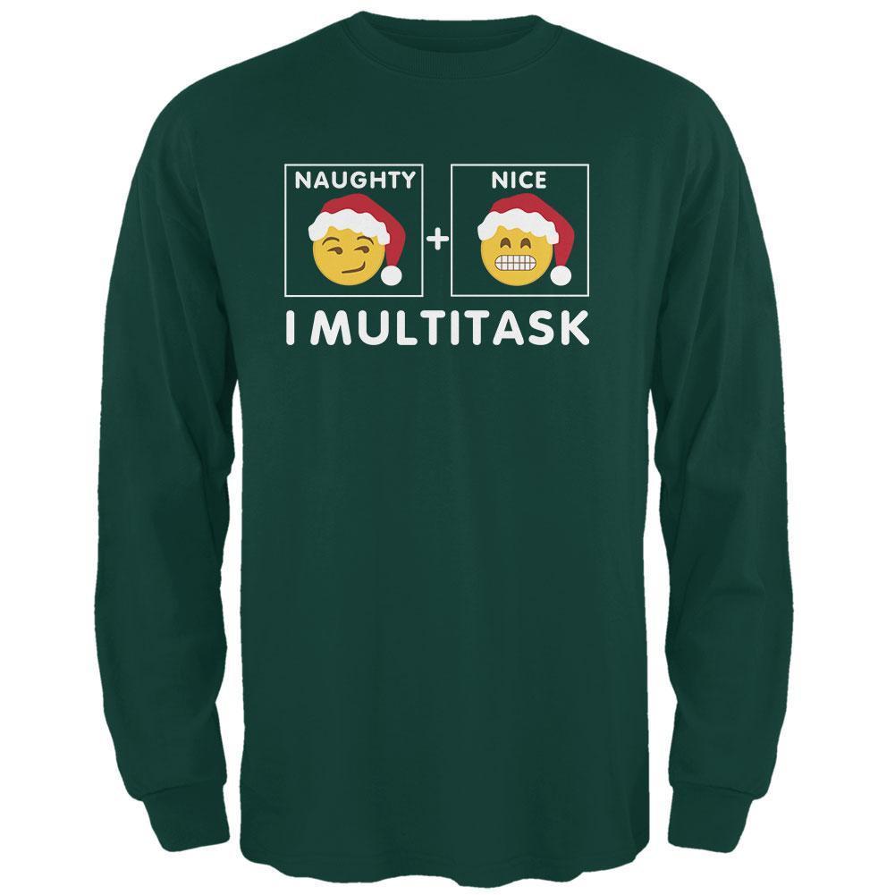 Christmas Naughty and Nice Multitask Forest Adult Long Sleeve T-Shirt