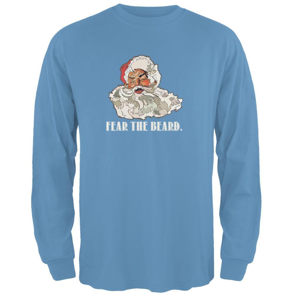 Christmas Santa Beard Carolina Blue Adult Long Sleeve T-Shirt