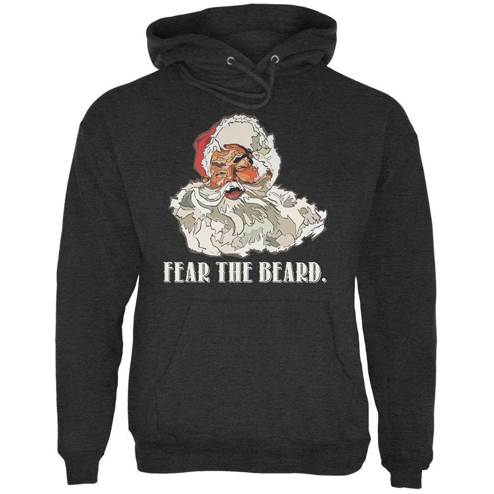 Christmas Santa Beard Charcoal Heather Adult Hoodie