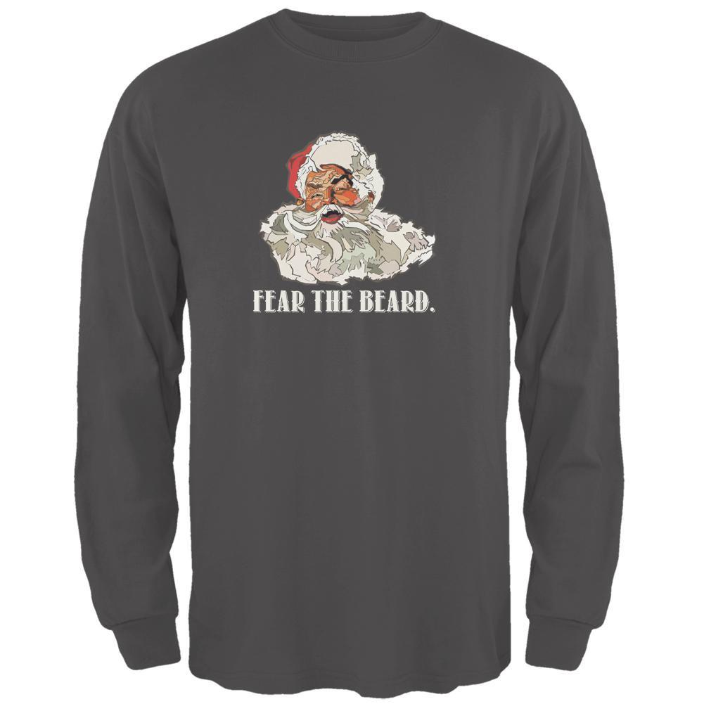 Christmas Santa Beard Charcoal Grey Adult Long Sleeve T-Shirt