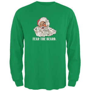 Christmas Santa Beard Irish Green Adult Long Sleeve T-Shirt
