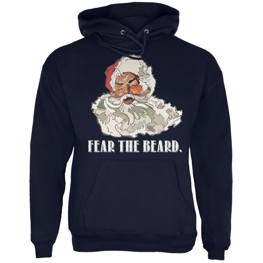 Christmas Santa Beard Navy Adult Hoodie