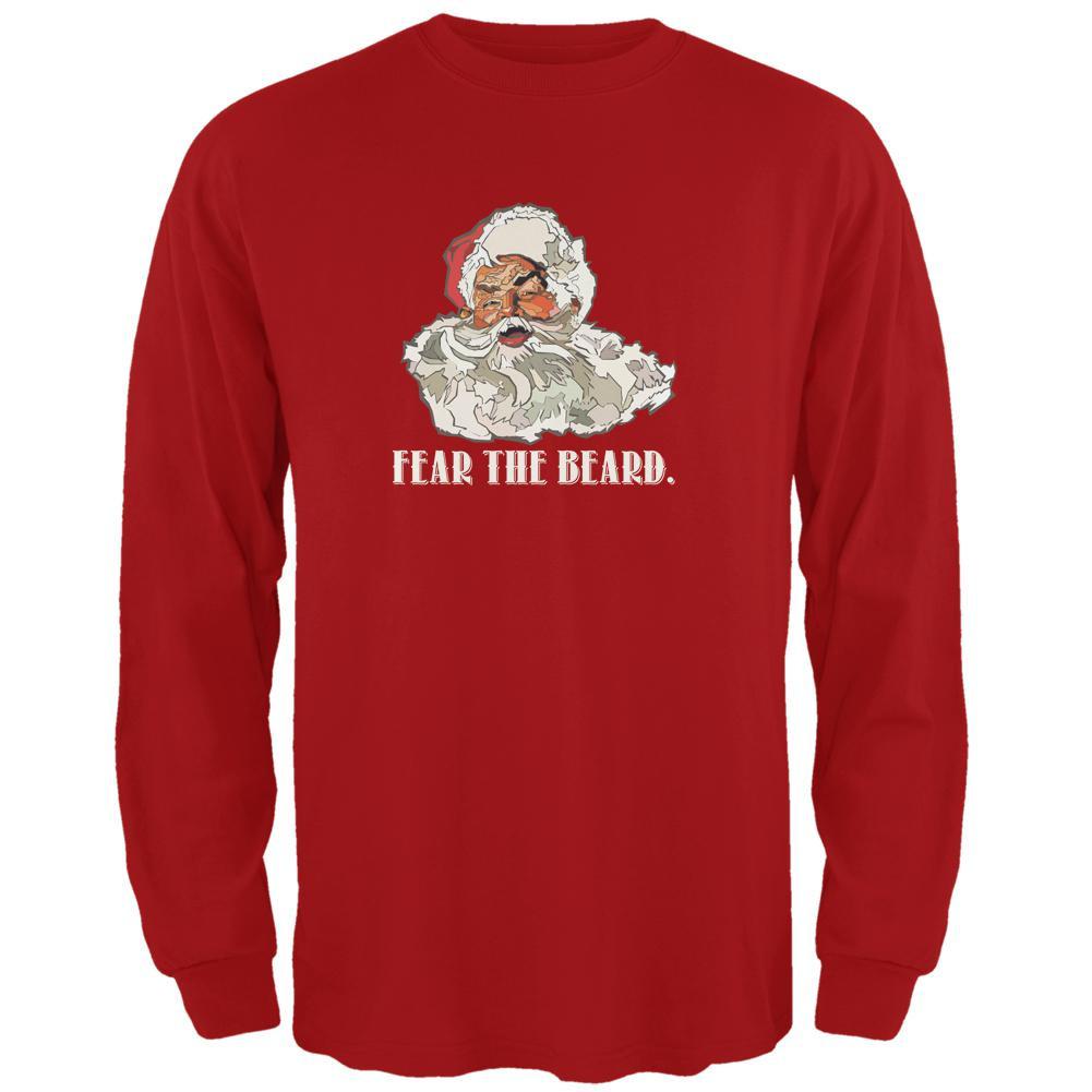 Christmas Santa Beard Red Adult Long Sleeve T-Shirt