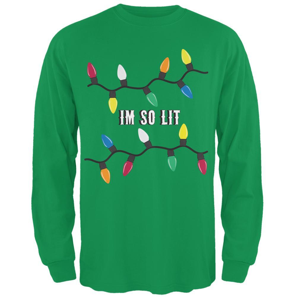 Christmas So Lit Irish Green Adult Long Sleeve T-Shirt