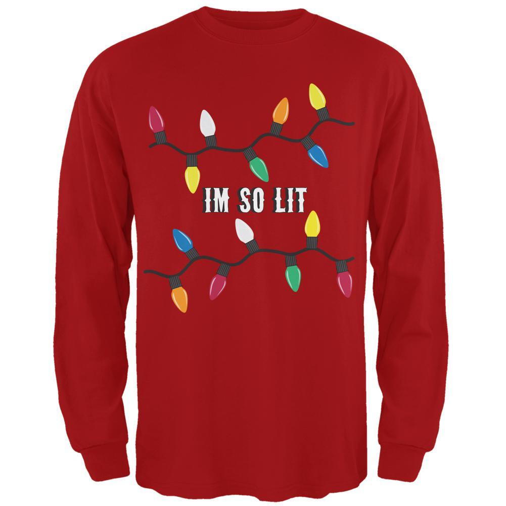 Christmas So Lit Red Adult Long Sleeve T-Shirt