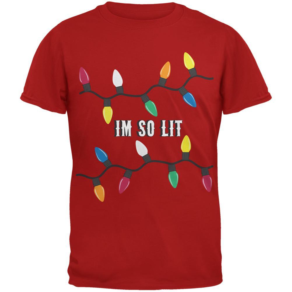 Christmas So Lit Red Adult T-Shirt