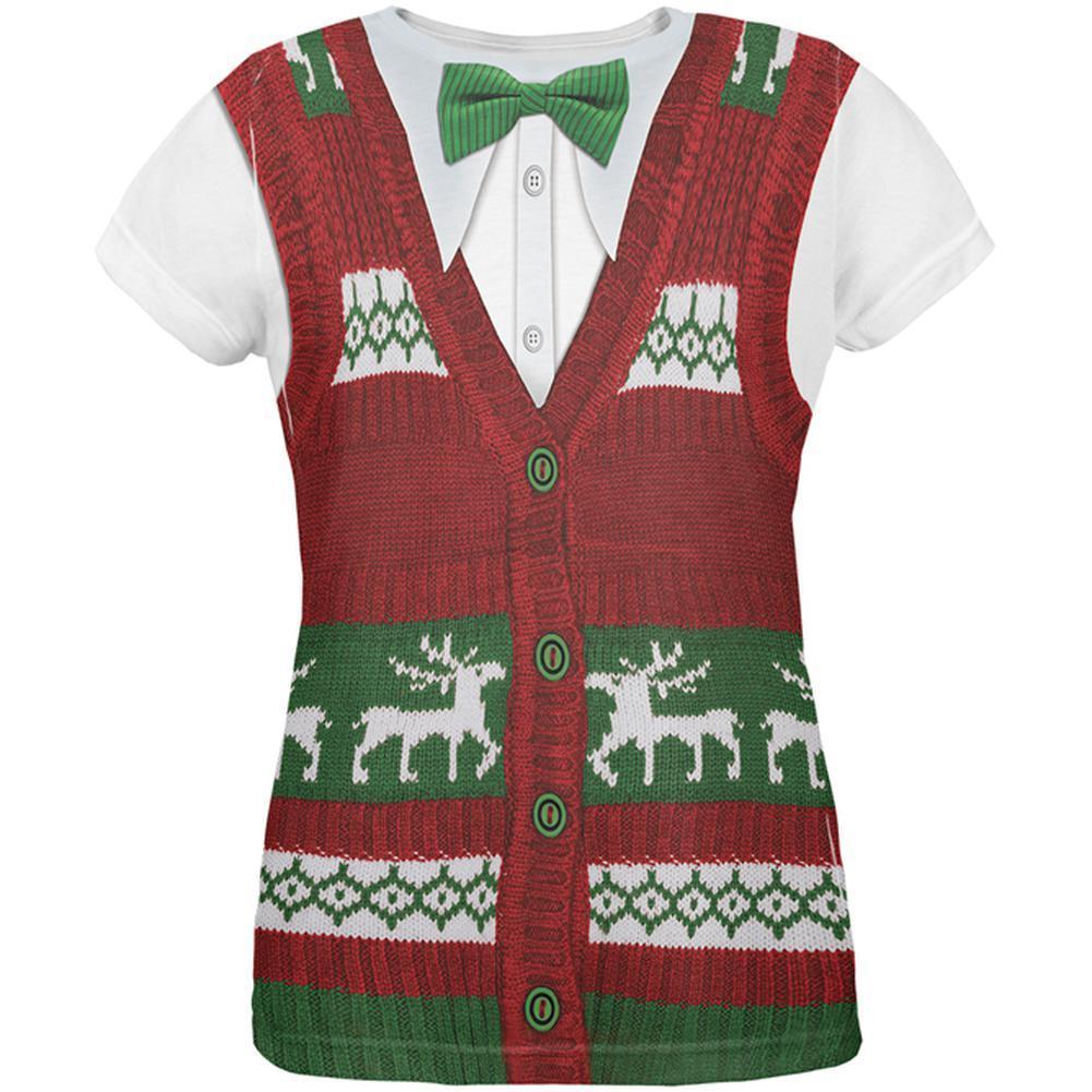 Ugly Christmas Sweater Vest All Over Womens T-Shirt