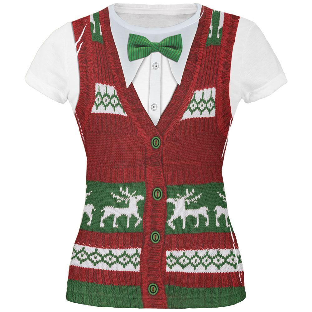Ugly Christmas Sweater Vest All Over Juniors T-Shirt