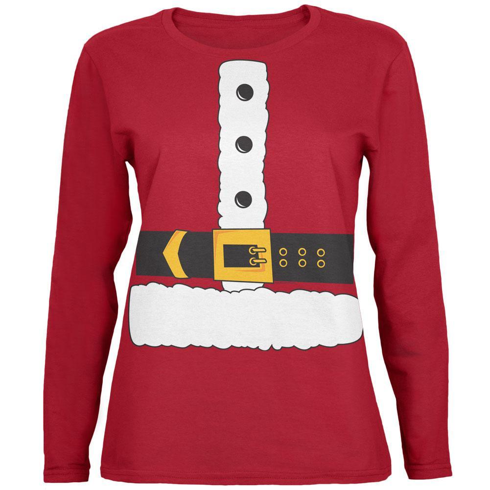 Santa Claus Costume Red Womens Long Sleeve T-Shirt