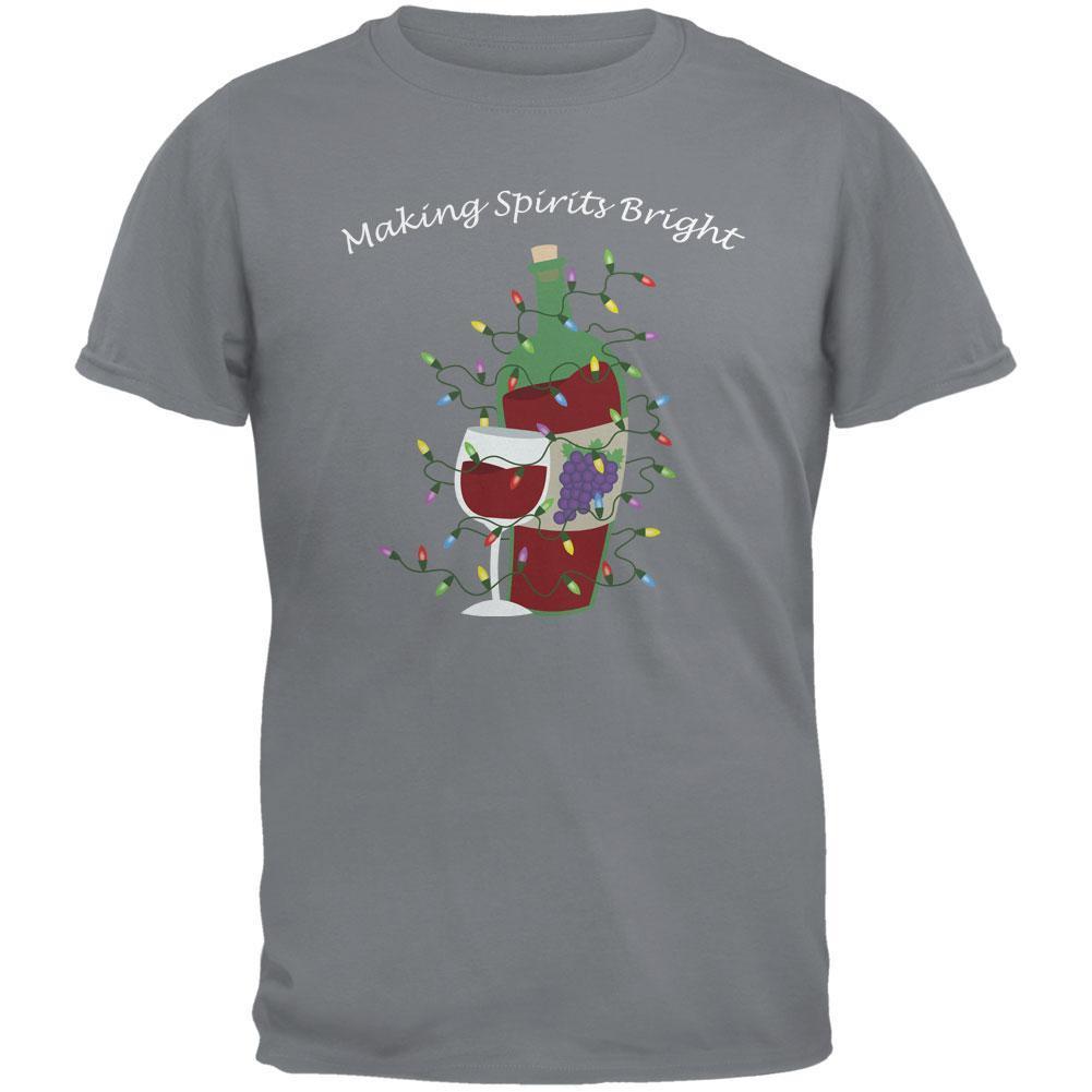 Christmas Making Spirits Bright Gravel Grey Adult T-Shirt