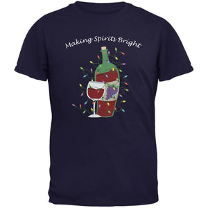 Christmas Making Spirits Bright Navy Adult T-Shirt