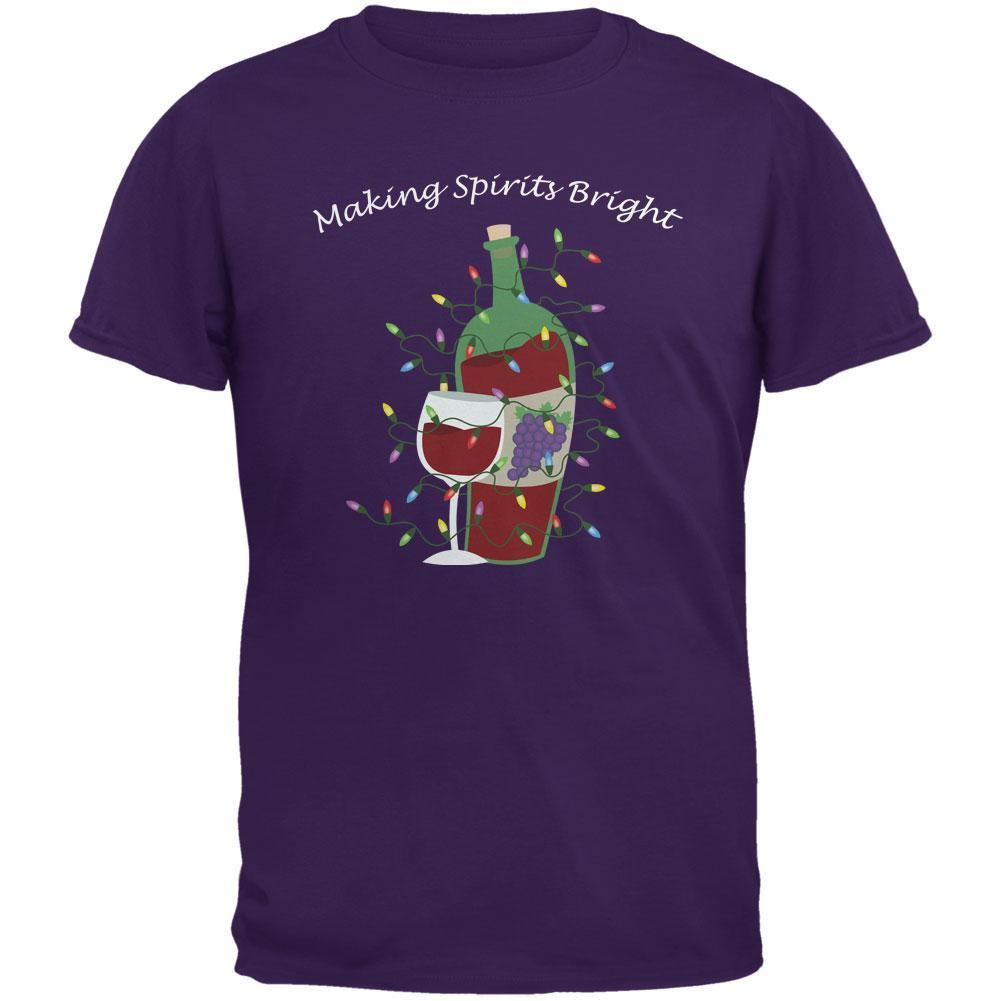 Christmas Making Spirits Bright Purple Adult T-Shirt