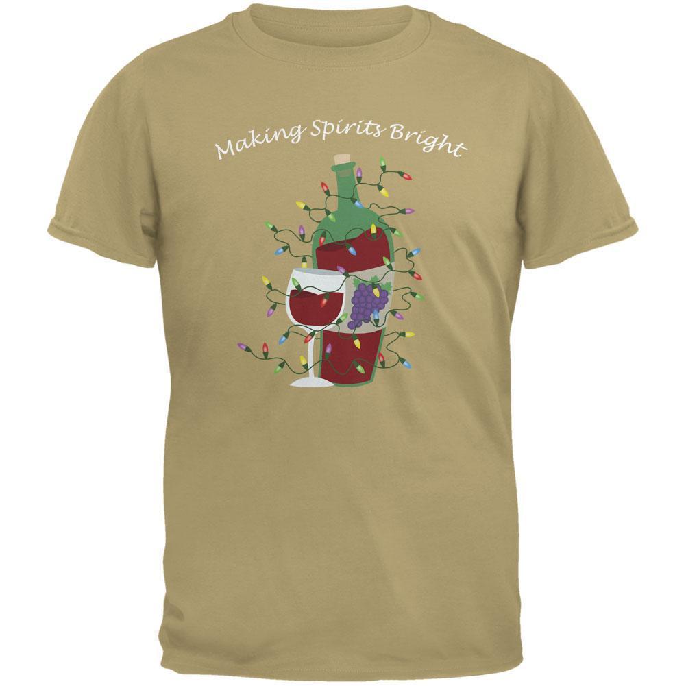 Christmas Making Spirits Bright Tan Adult T-Shirt